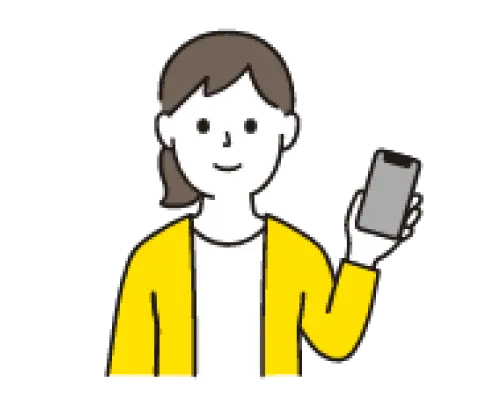 電話を持って案内する女性スタッフのイラスト